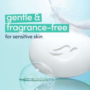 Dove Beauty Bar Soap Sensitive, 8 Bars for Sensitive Skin, Fragrance Free and Hypoallergenic 3.75 oz