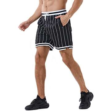 HEALONG Basketball Athletic Shorts Men - Mesh Gym Sports Workout Training Drawstring Retro Casual Fa...