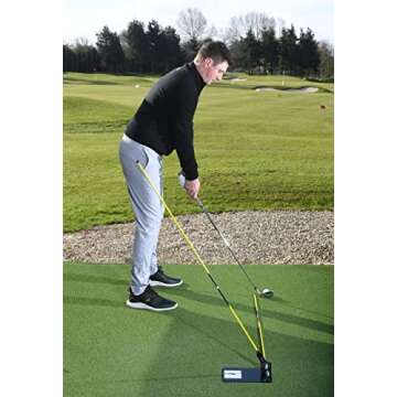 The Golf Swing Plate with 2 Alignment Sticks for Optimal Swing Training
