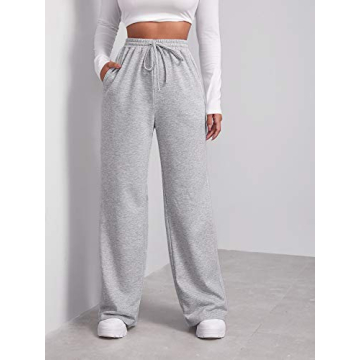 Floerns Women's Drawstring High Waist Wide Leg Sweatpants