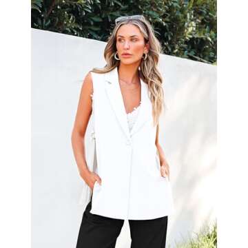 Stylish MASCOMODA Womens Sleeveless Blazer Vest 2025