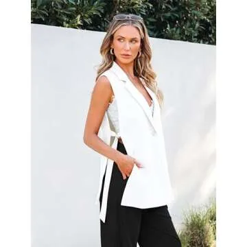 Stylish MASCOMODA Womens Sleeveless Blazer Vest 2025