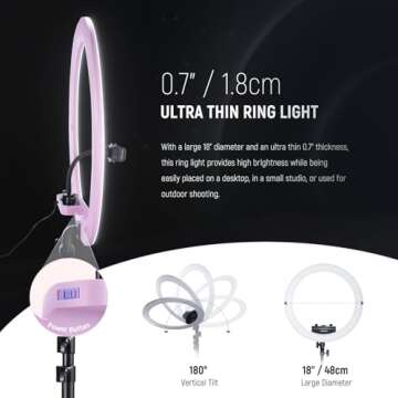 NEEWER Professional Ring Light with Stand and Phone Holder, 18 inch Ultra Thin, 45W 2900K-7000K TLCI...