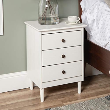 Walker Edison White Wood Nightstand 3 Drawer Bedside Table