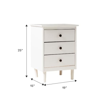 Walker Edison White Wood Nightstand 3 Drawer Bedside Table