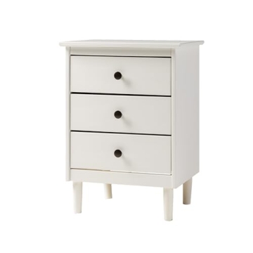 Walker Edison White Wood Nightstand 3 Drawer Bedside Table