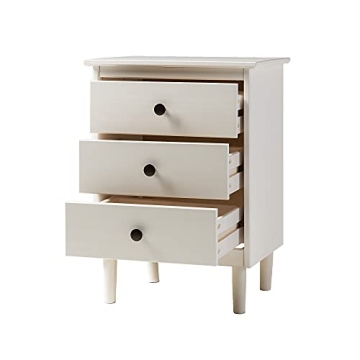Walker Edison White Wood Nightstand 3 Drawer Bedside Table