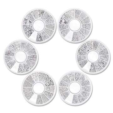 6 Boxes Nail Studs for Women 3D Nail Art Charms Accessories Metal Punk Star Moon Heart Triangle Squa...