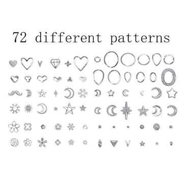 6 Boxes Nail Studs for Women 3D Nail Art Charms Accessories Metal Punk Star Moon Heart Triangle Square Rivet Gems Nail Art Jewels Decal for Girls Fingernails & Toenails Decorations Tips Manicure-Silve