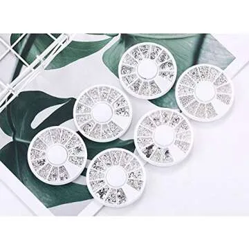 6 Boxes Nail Studs for Women 3D Nail Art Charms Accessories Metal Punk Star Moon Heart Triangle Square Rivet Gems Nail Art Jewels Decal for Girls Fingernails & Toenails Decorations Tips Manicure-Silve