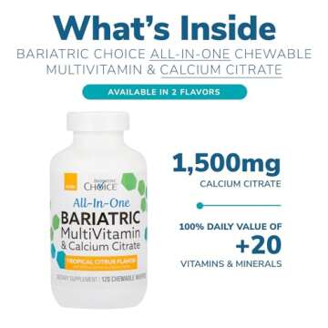 Bariatric Choice All-in-One Chewable Bariatric MultiVitamin with Iron & Calcium Citrate, Tropical Ci...