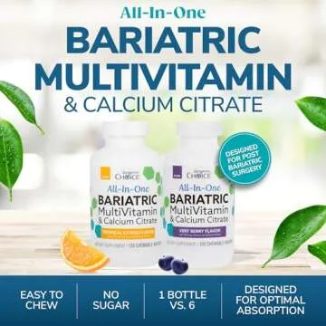 Bariatric Choice All-in-One Chewable Bariatric MultiVitamin with Iron & Calcium Citrate, Tropical Citrus (120ct)
