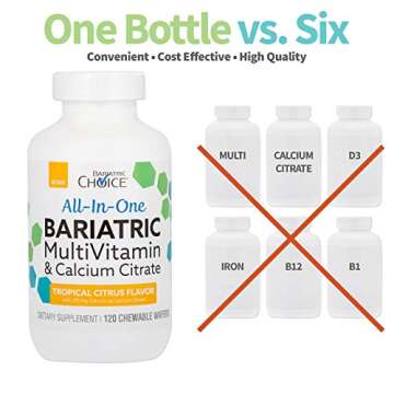 Bariatric Choice All-in-One Chewable Bariatric MultiVitamin with Iron & Calcium Citrate, Tropical Citrus (120ct)