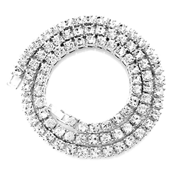 HH BLING EMPIRE Gold Silver Iced Out Diamond Tennis Chain Necklace for Men Women