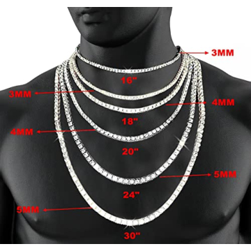 HH BLING EMPIRE Diamond Tennis Chain Necklace for Men Women