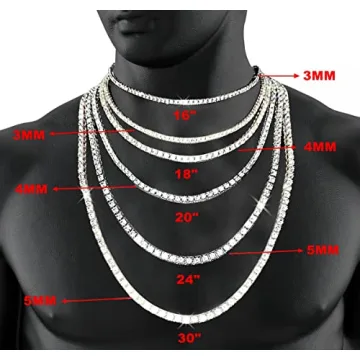 HH BLING EMPIRE Diamond Tennis Chain Necklace for Men Women