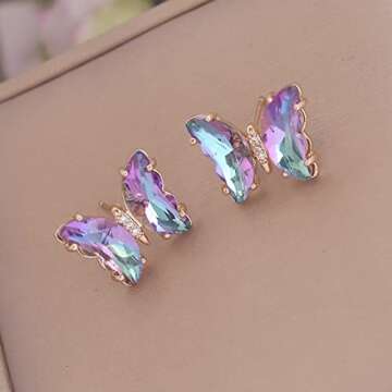 Pingyongchang Iridescent Butterfly Jewelry Set for Her