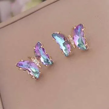 Pingyongchang Iridescent Butterfly Jewelry Set for Her