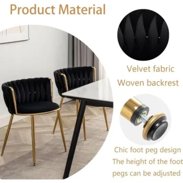 Riknuxi Velvet Dining Chairs Set of 4 for Elegant Dining