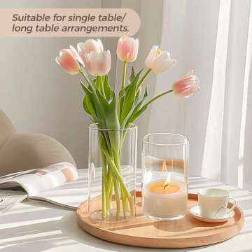 ComSaf 16-Piece Clear Cylinder Vases for Elegant Decor