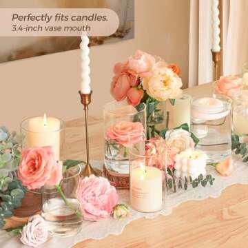 ComSaf 16-Piece Clear Cylinder Vases for Elegant Decor