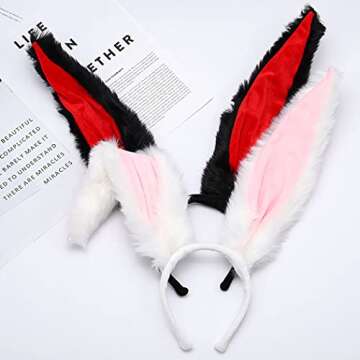 Bunny Ears Headbands Furry Rabbit Ear Headband Party Prom Cosplay Headwear Costume Hair Accessories ...