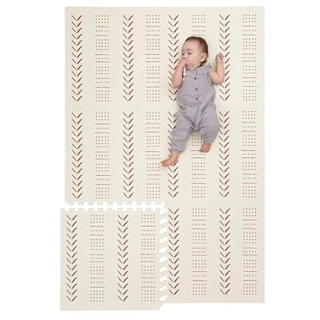 Childlike Behavior XL Baby Play Mat - Modern 72 x 48-Inch Puzzle Mat with 6 Foam Tiles