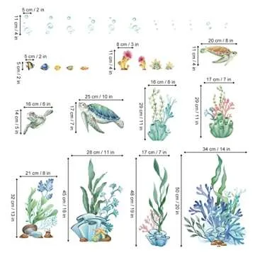wondever Ocean Seaweed Grass Wall Art Decals for Kids