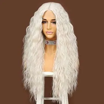 SAPPHIREWIGS Kinky Curly Highlight Color Women Daily Makeup Heat Resistant Hair Synthetic Lace Front Wigs (T-LACE-Gray)