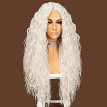 SAPPHIREWIGS Kinky Curly Highlight Color Women Daily Makeup Heat Resistant Hair Synthetic Lace Front Wigs (T-LACE-Gray)