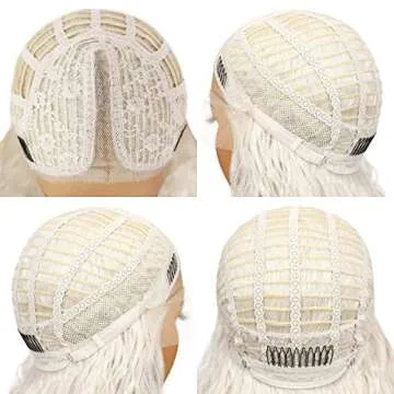 SAPPHIREWIGS Kinky Curly Highlight Color Women Daily Makeup Heat Resistant Hair Synthetic Lace Front Wigs (T-LACE-Gray)