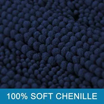 Navy Blue Bathroom Rug Set Soft Absorbent Non-Slip