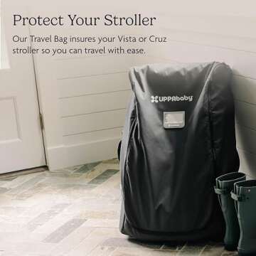 UPPAbaby Travel Bag for Vista and Cruz Strollers - Includes TravelSafe Program Coverage, Inner Wheel Bag and Storage Pocket - Smooth Wheels, Handles + Durable Design