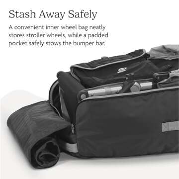 UPPAbaby Travel Bag for Vista and Cruz Strollers - Includes TravelSafe Program Coverage, Inner Wheel Bag and Storage Pocket - Smooth Wheels, Handles + Durable Design