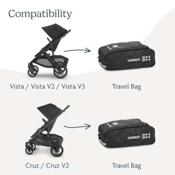 UPPAbaby Travel Bag for Vista and Cruz Strollers - Includes TravelSafe Program Coverage, Inner Wheel Bag and Storage Pocket - Smooth Wheels, Handles + Durable Design