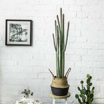 Lifelike 4ft Artificial Saguaro Cactus in Basket