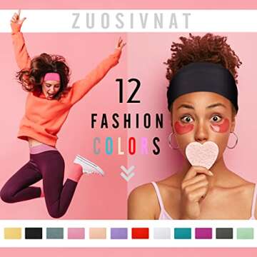 ZUOSIVNAT 12 Pack Women's Non-Slip Headbands for All
