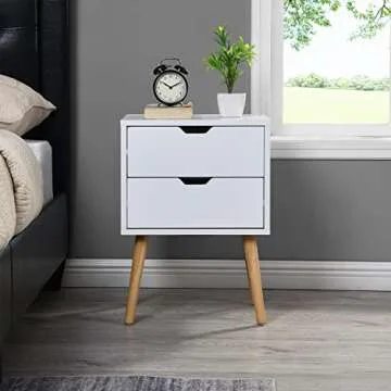 Sweetgo End Side Table Nightstand with Storage Drawer -Fashion Modern Assemble Storage Cabinet Bedro...