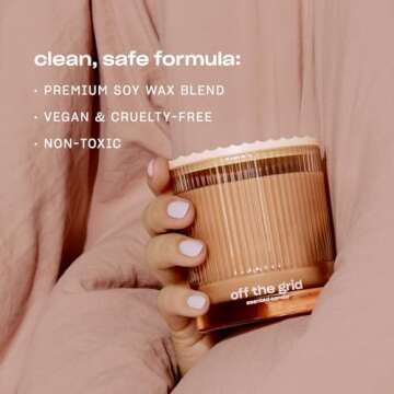 Off The Grid Luxury Scented Candle by Snif, Warm and Calming Candle, 50+ Hours, 100% Cotton Fiber Wicks, Soy Wax Blend, Non-Toxic, Vegan, 8.5 oz