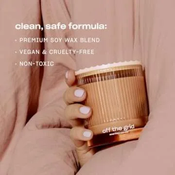 Off The Grid Luxury Scented Candle by Snif, Warm and Calming Candle, 50+ Hours, 100% Cotton Fiber Wicks, Soy Wax Blend, Non-Toxic, Vegan, 8.5 oz