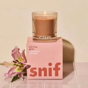 Off The Grid Luxury Scented Candle by Snif, Warm and Calming Candle, 50+ Hours, 100% Cotton Fiber Wicks, Soy Wax Blend, Non-Toxic, Vegan, 8.5 oz