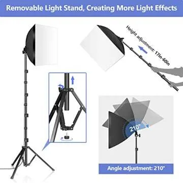 SLOW DOLPHIN Photography Studio Softbox Lighting Kit with 16"X16" Softbox and 3 Colors Temperature 8...