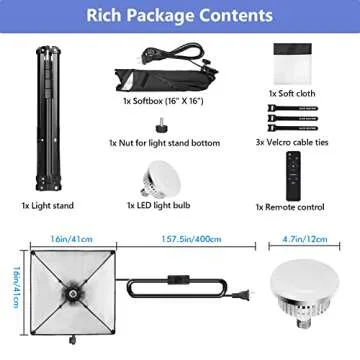 SLOW DOLPHIN Photography Studio Softbox Lighting Kit with 16"X16" Softbox and 3 Colors Temperature 85W LED Bulb with Remote,Professional Photo Studio Equipment for Portrait,Video YouTube (1PACK)