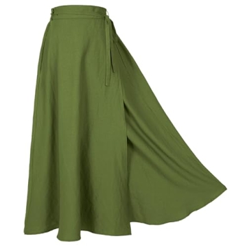Women’s Casual Plus Size Linen Wrap Maxi Skirt - Vintage A-line Design