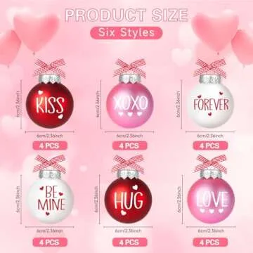 24Pcs Valentines Day Ball Ornaments for Romantic Décor