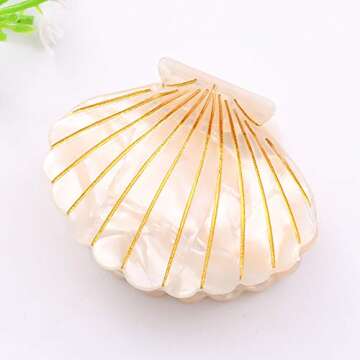 Women Fashion Shell Shape Claw Clips Acrylic Resin Jaw Clip Hair Clamps Marble Pattern Hairpins Hair...