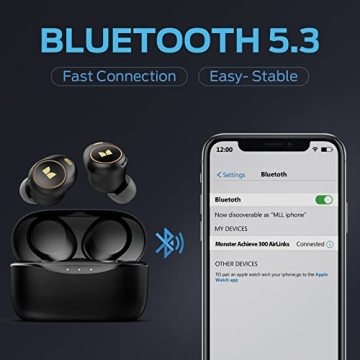 Monster Wireless Earbuds with Bluetooth 5.3 Features