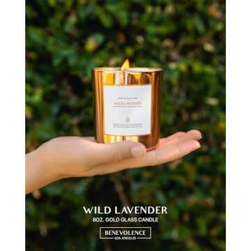 Benevolence LA Wild Lavender Wood Wick Candles | Soy Candles, Black Candle for Home | Gifts for Wome...