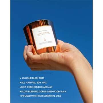 Benevolence LA Wild Lavender Wood Wick Candles | Soy Candles, Black Candle for Home | Gifts for Women and Men | Home Fragrance | Aromatherapy | Shelf Decor, Bathroom Freshener | 8oz, 45 Hour Burn