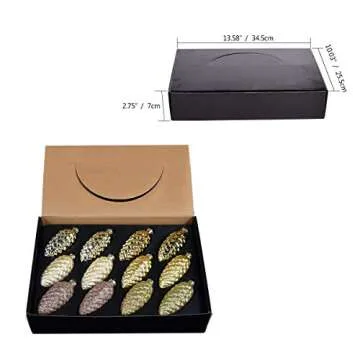 Set of 12 Gold Pine Cone Ornaments Hanging Pinecone Baubles Hanging Christmas Ornaments Blown Ornaments Glass Painted Pendants Christmas Halloween Decor Accessories Party Centerpieces